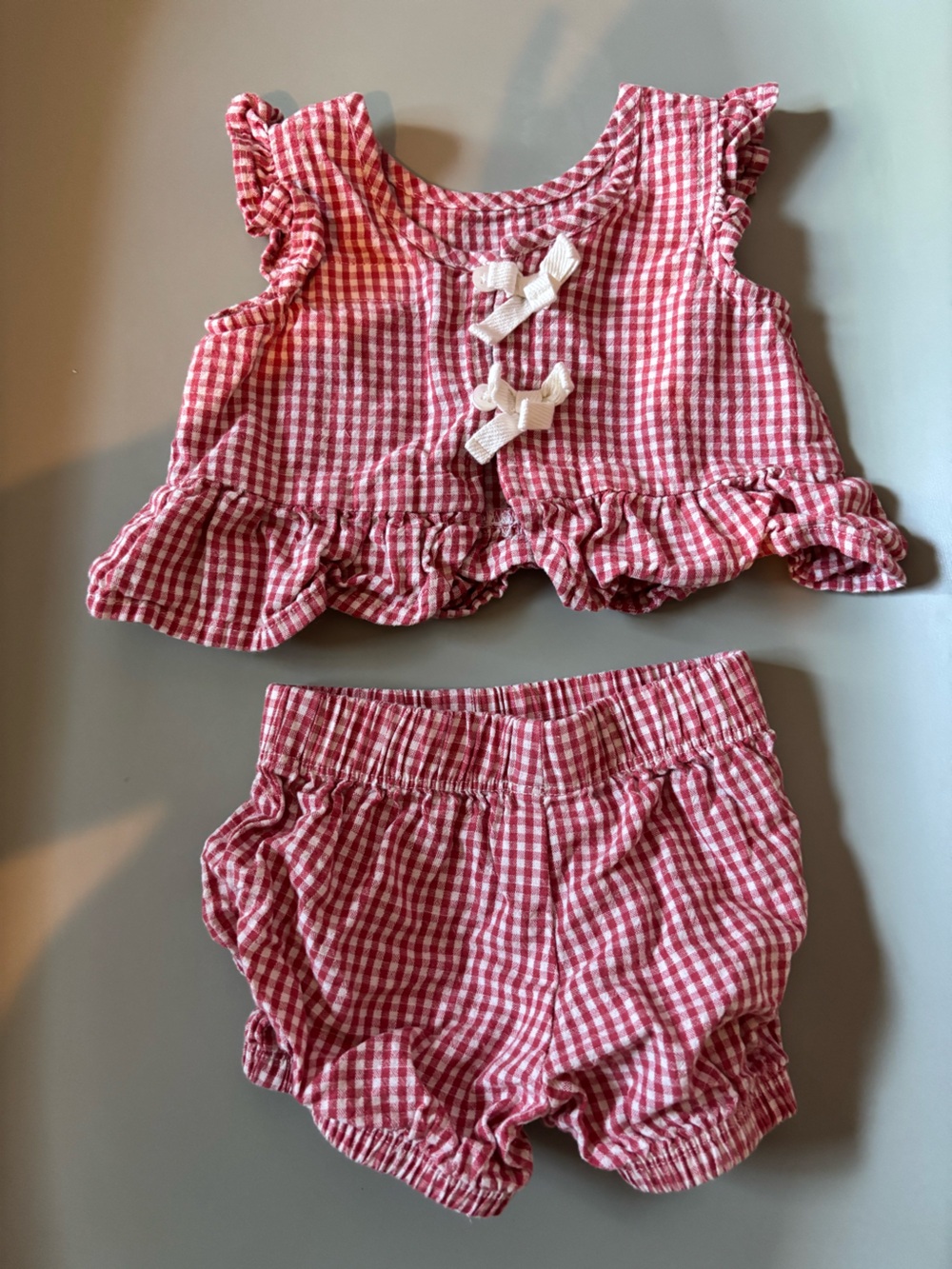 Carter's Red Gingham Ruffle Shorts Set - Picture 2 of 3